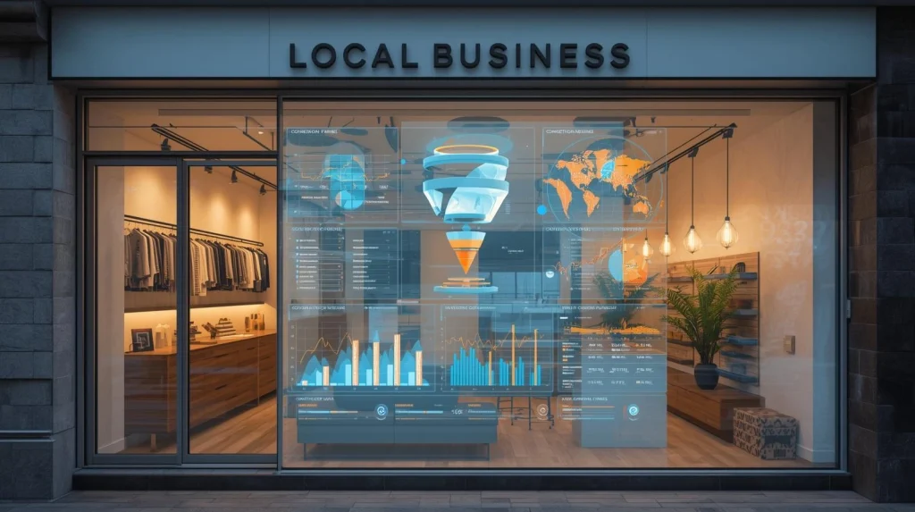 CRO framework for local businesses 2025 with conversion funnel graphics