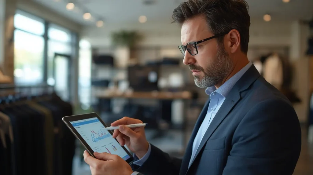 Retail business reviewing CRO metrics and sales dashboard showing improved conversion.
